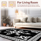 Black And White Folk Star Rug