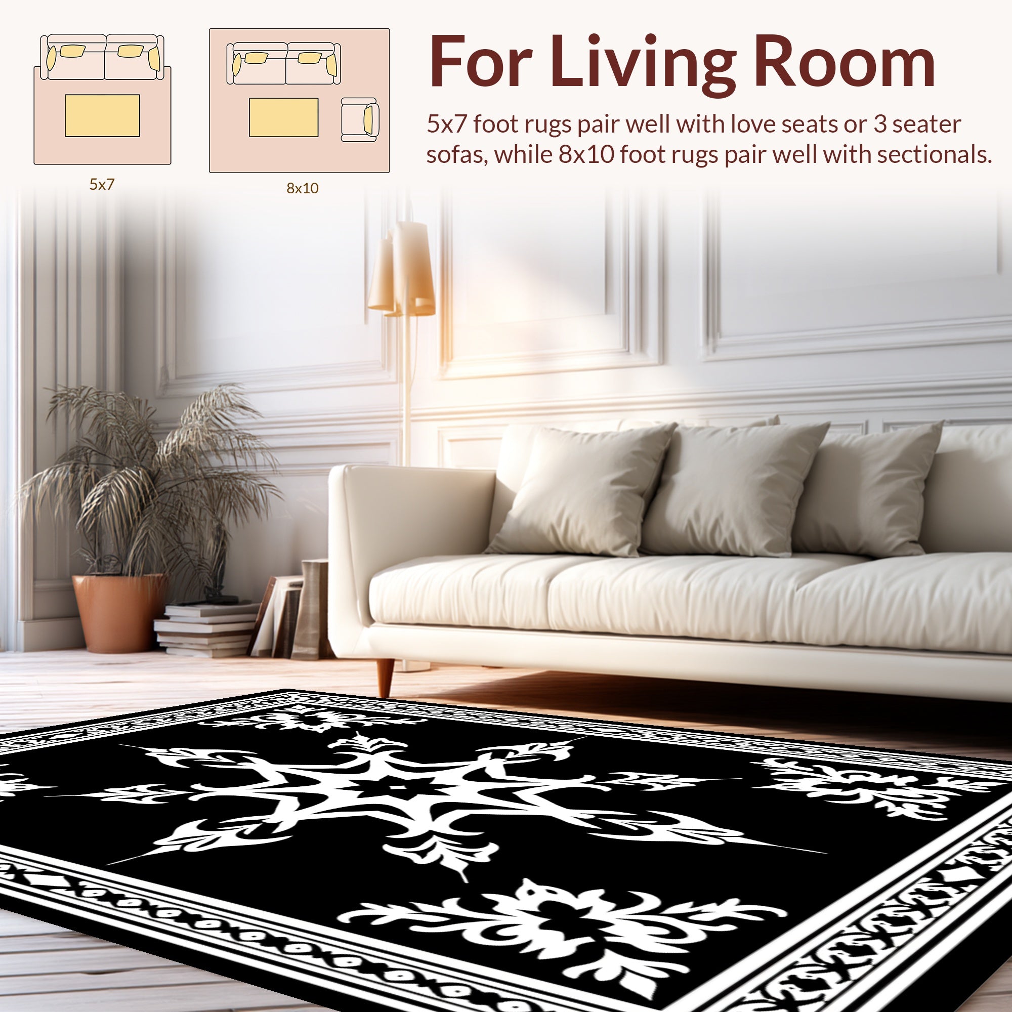 Black And White Folk Star Rug