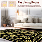 Art Deco Golden Floral Pattern Rug