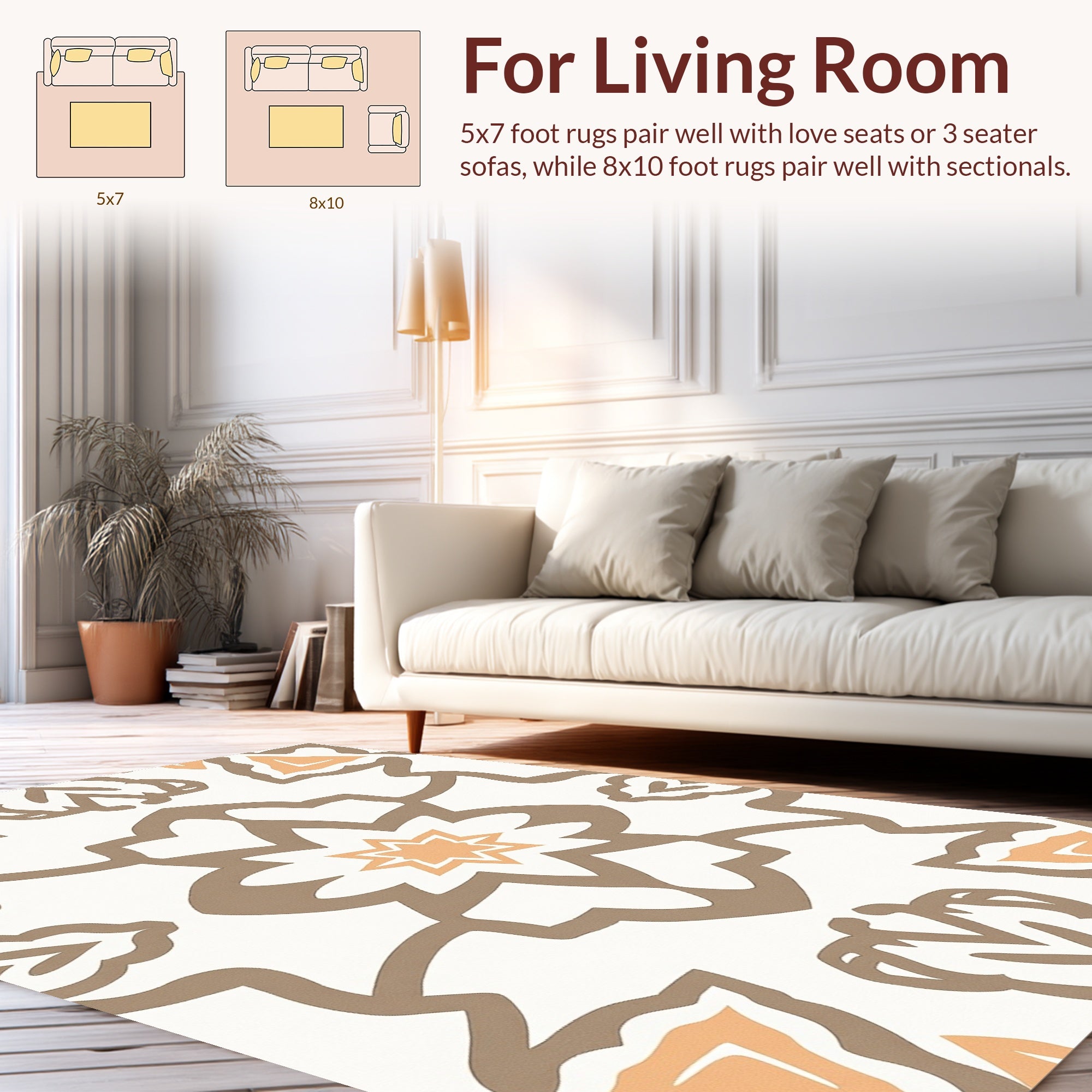 Cream Peach Neutral Organic Pattern Rug