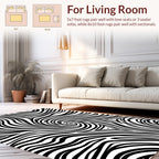 Bold Black White Abstract Swirls Rug