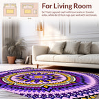 Vibrant Purple Yellow Mandala Pattern Rug