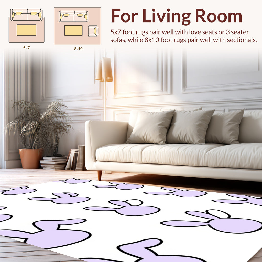 Cute Purple Bunny Pattern Rug