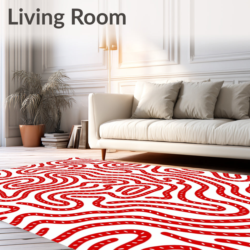 Bold Red Rope Maze Rug