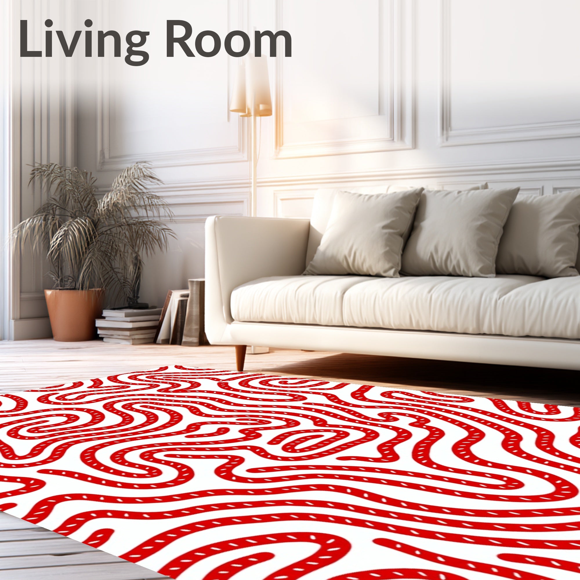 Bold Red Rope Maze Rug
