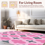 Pink Gray Geometric Pattern Rug