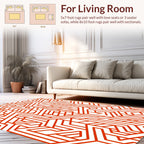 Red Geometric Maze Pattern Rug