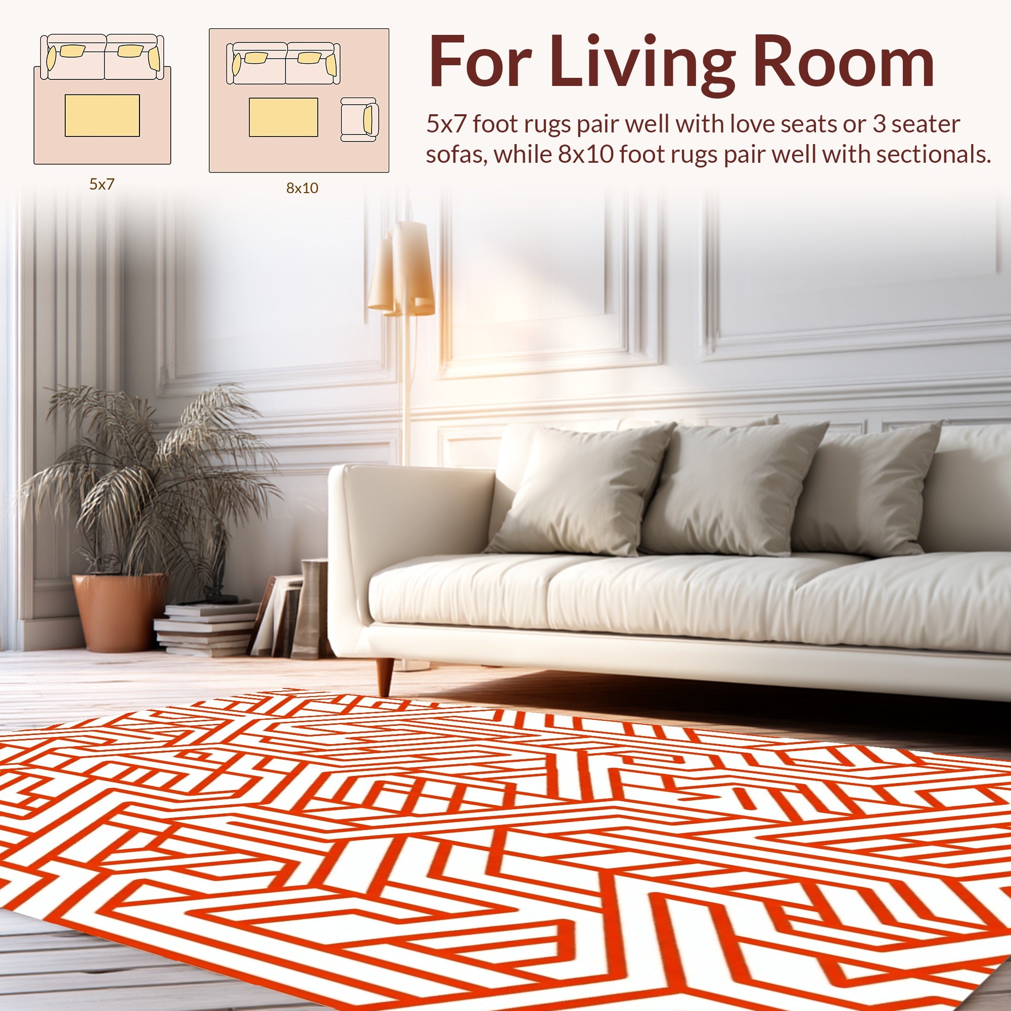 Red Geometric Maze Pattern Rug