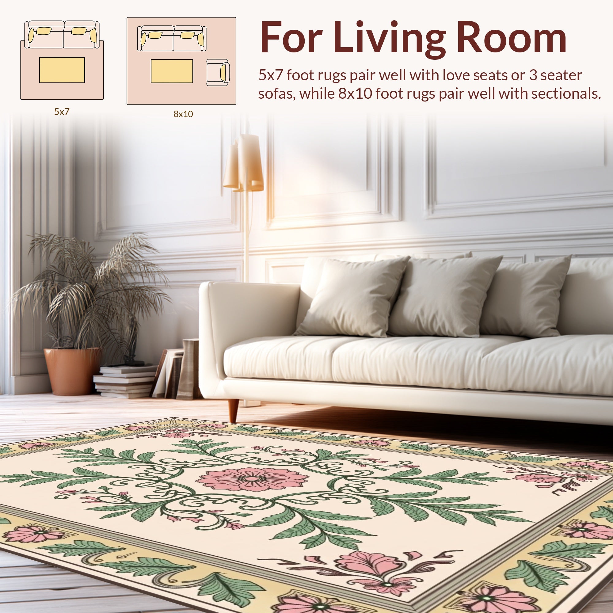 Floral Leafy Scrollwork Traditional Rug