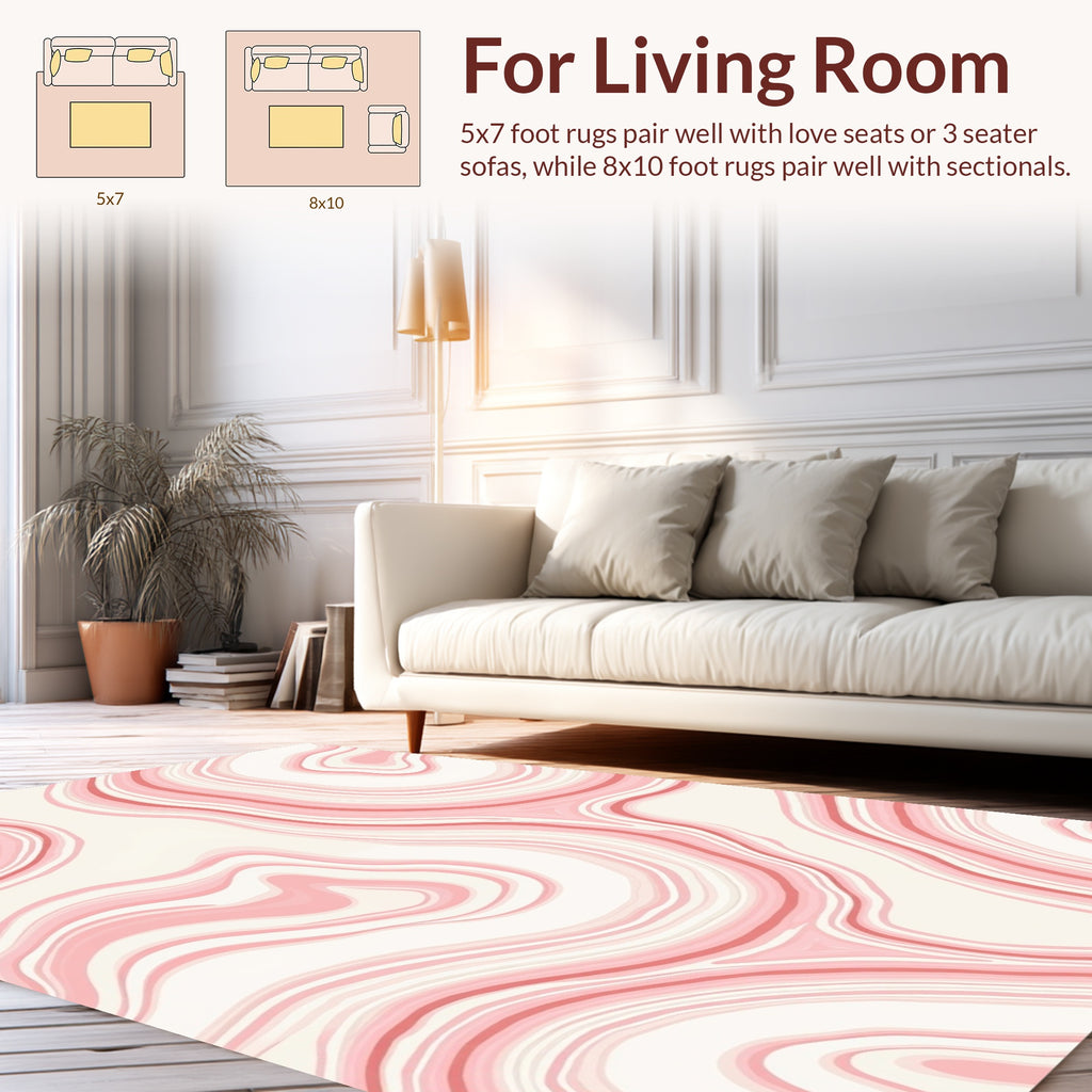 Coral Pink Swirl Woodgrain Pattern Rug