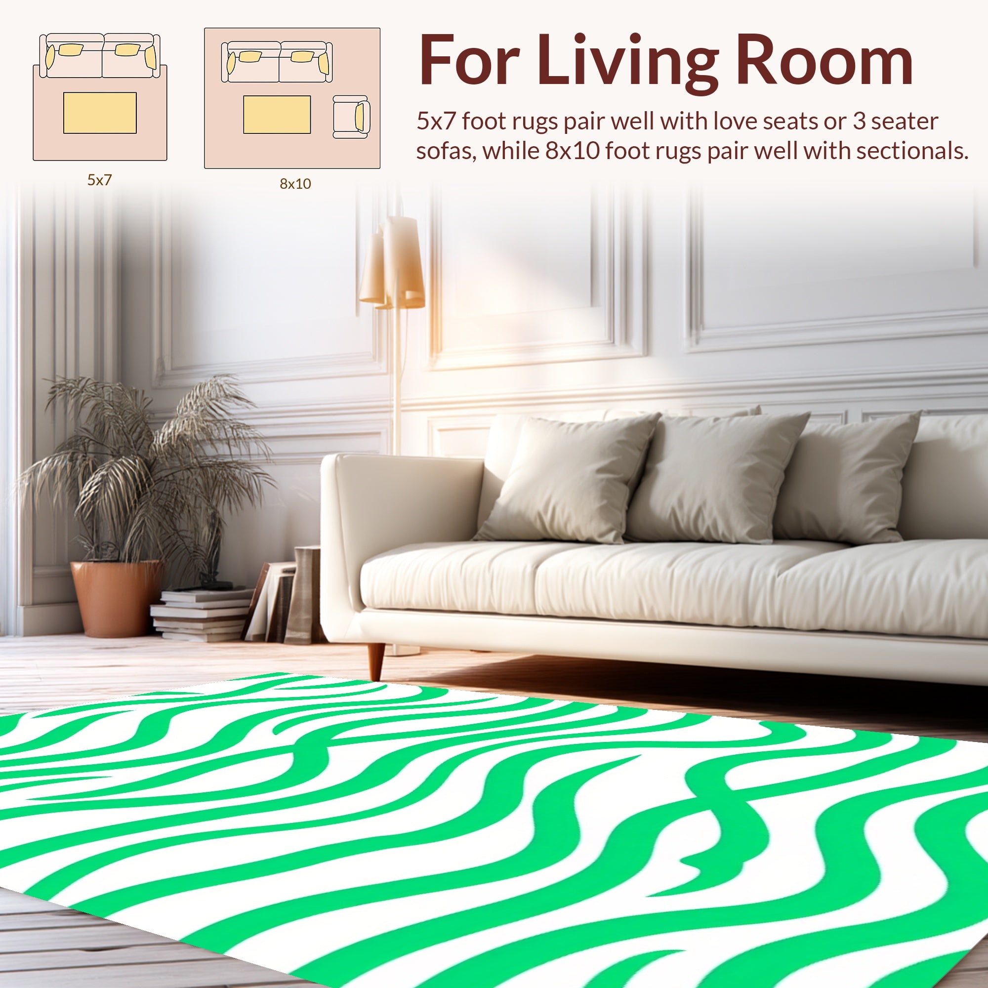 Green Flow Abstract Waves Rug
