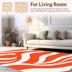 Bold Orange White Wavy Stripes Rug