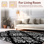 Black and White Floral Damask Design Rug