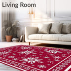 Crimson Snowflake Medley Border Rug