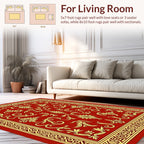 Elaborate Floral Red Gold Pattern Rug