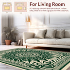 Deep Green Intricate Mandala And Floral Rug