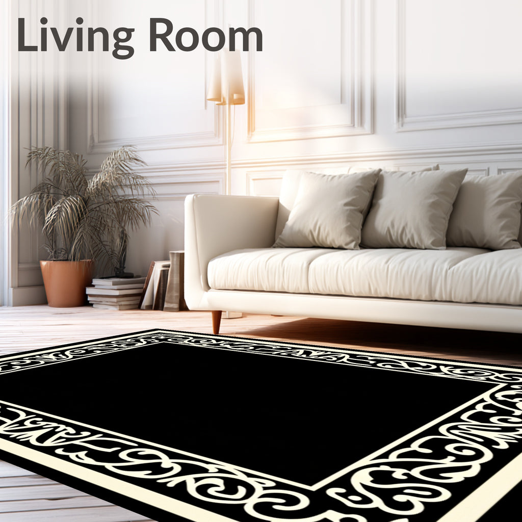 Elegant Flourish Border Rug Design Rug