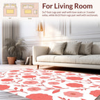 Coral Pink Blooming Flowers Pattern Rug
