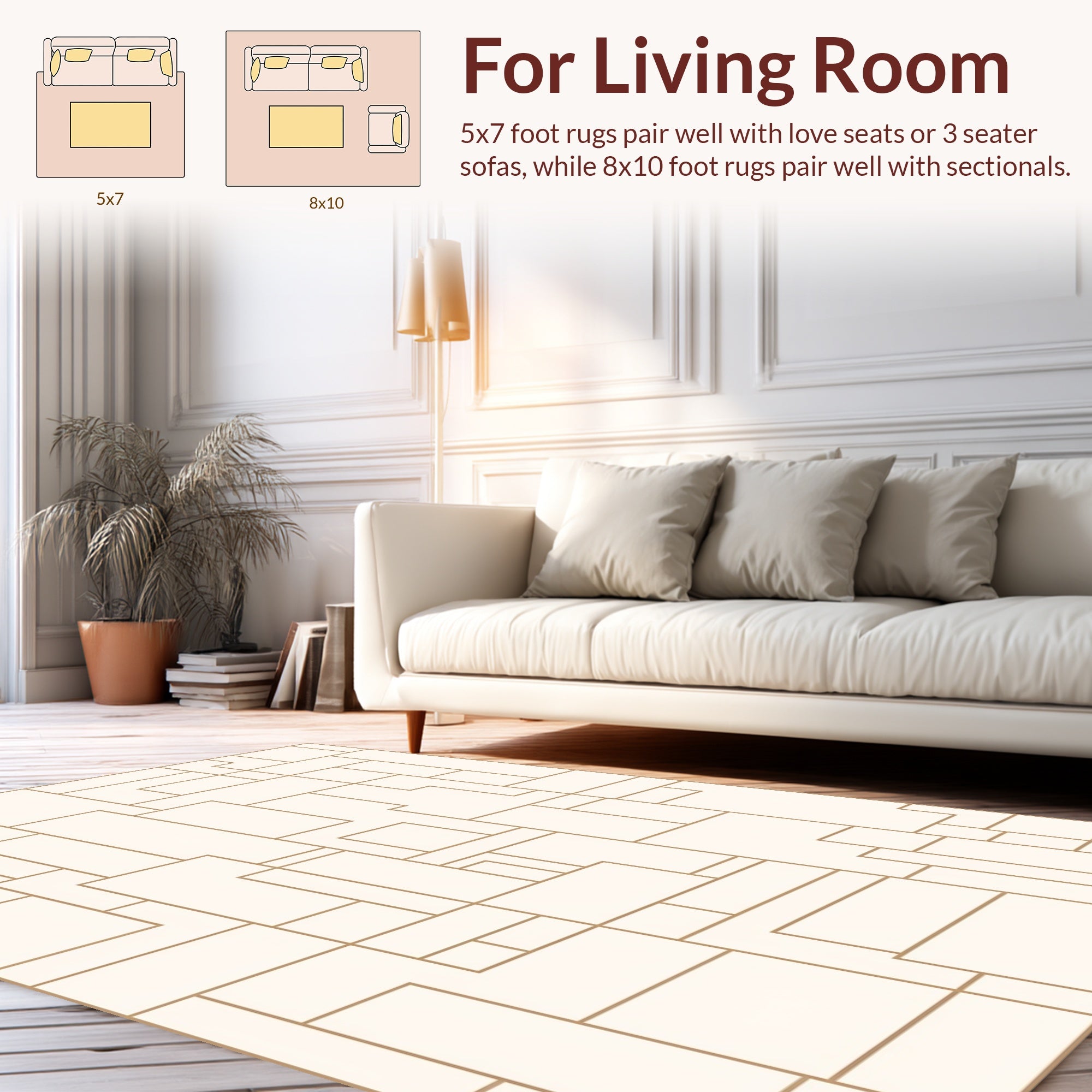 Geometric Pattern With Gold Lines Rug
