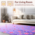 Whimsical Pink Purple Hearts Floral Meadow Rug
