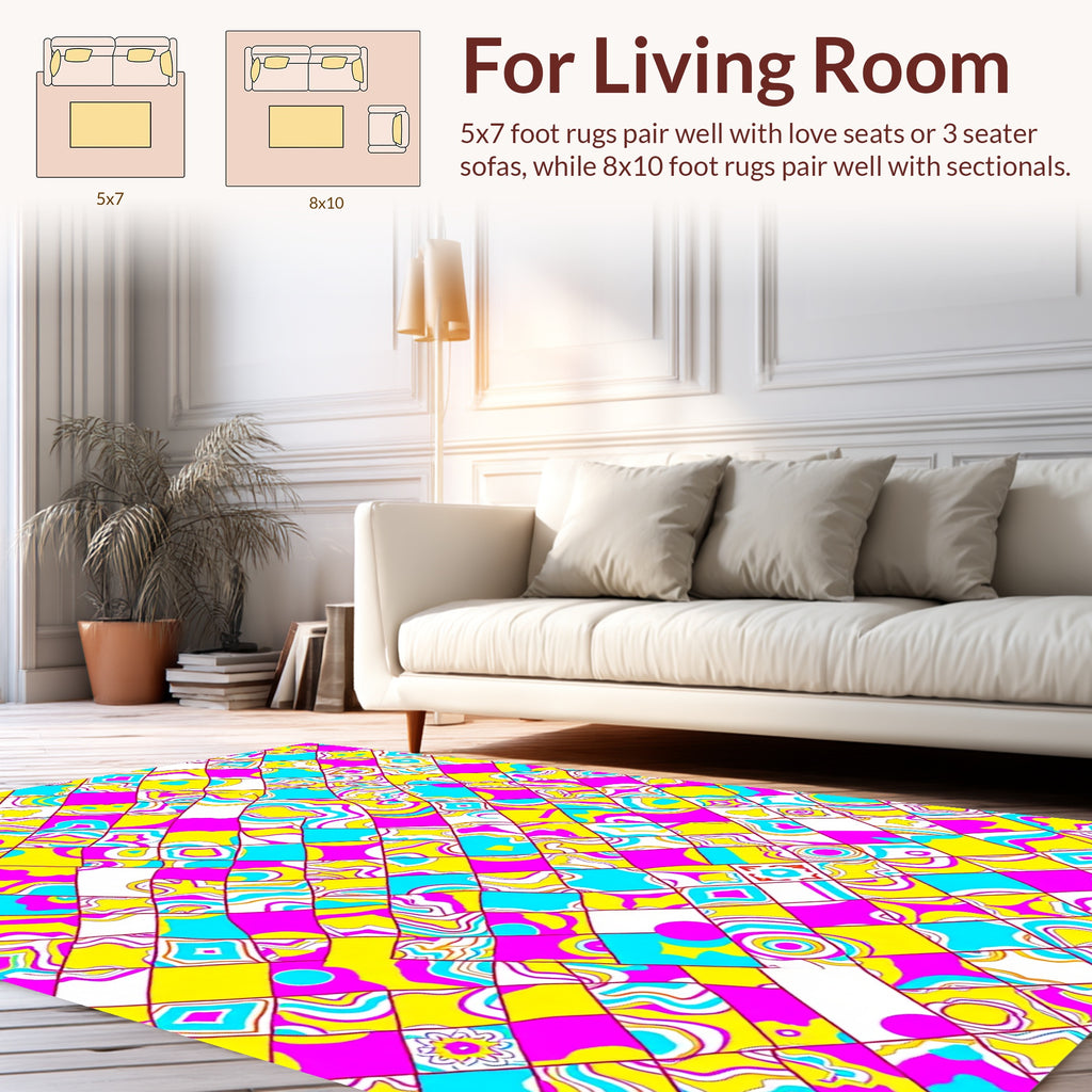 Bright Checkerboard Abstract Pattern Rug