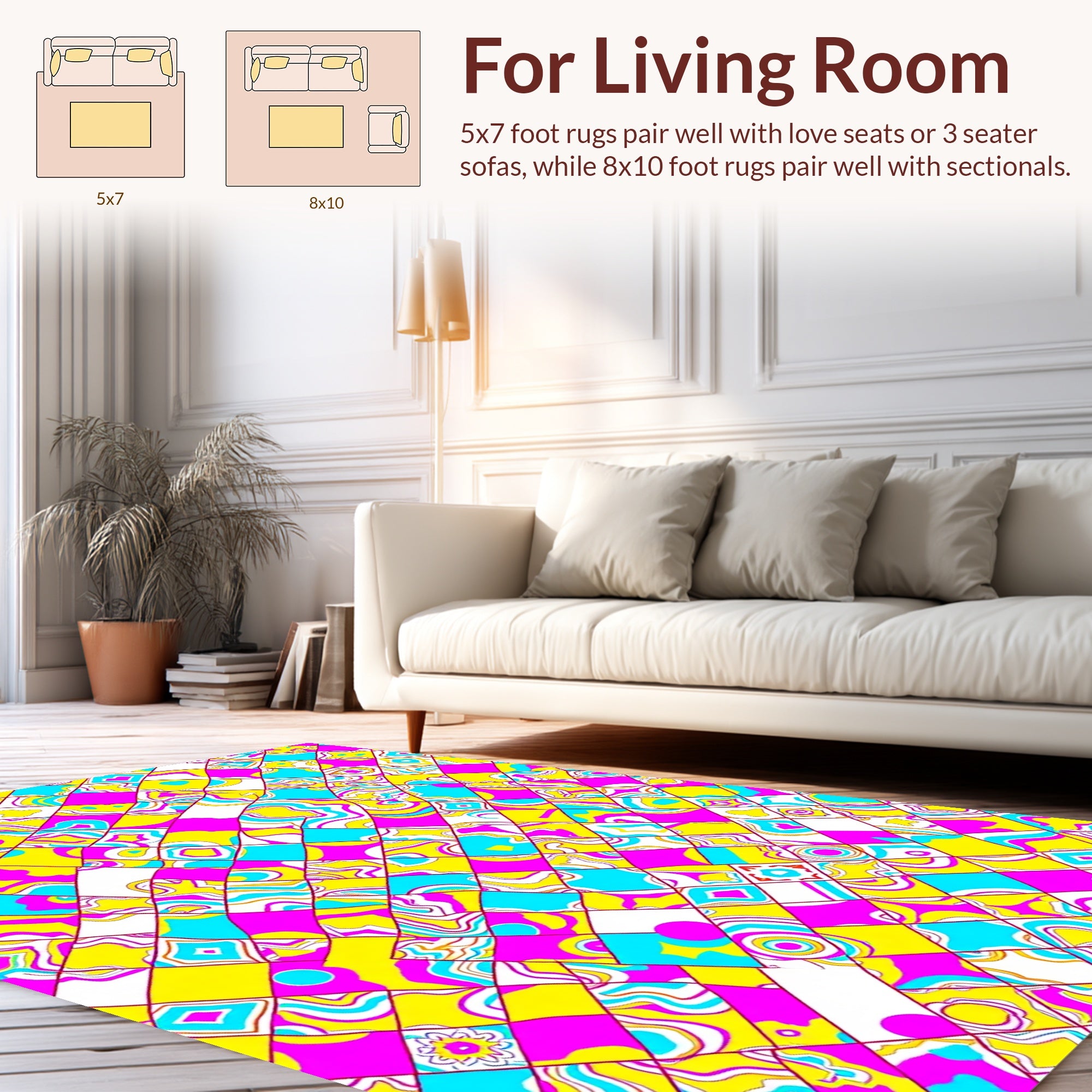 Bright Checkerboard Abstract Pattern Rug