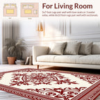 Deep Red Vintage Floral Border Rug