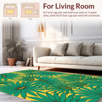Tropical Green Leaf Print Rug