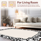 Classic Black Floral Border Design Rug