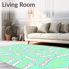 Hand Drawn Spoon Mosaic Mint Yellow Rug