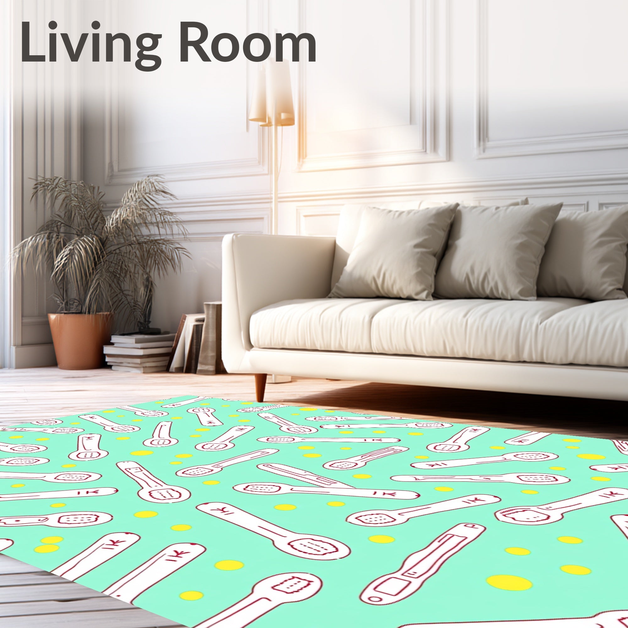 Hand Drawn Spoon Mosaic Mint Yellow Rug