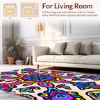 Vibrant Teal Blue Magenta Yellow Pattern Design Rug
