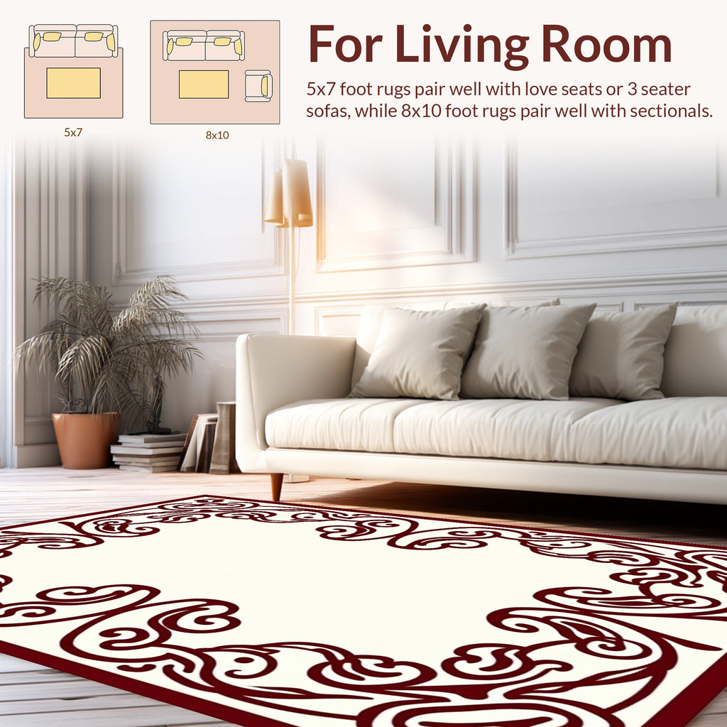 Elegant Scrollwork Vine Design Rug
