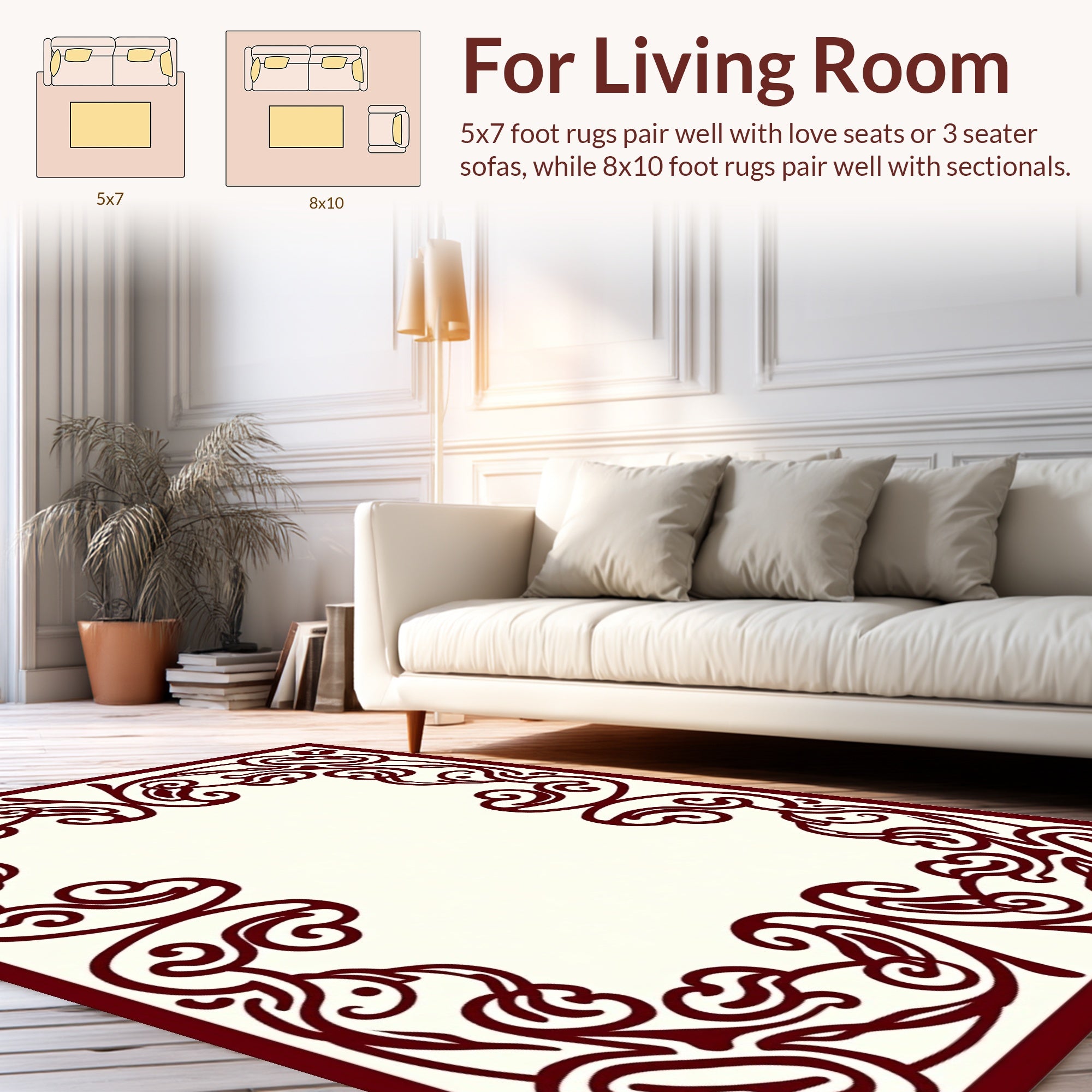 Elegant Scrollwork Vine Design Rug