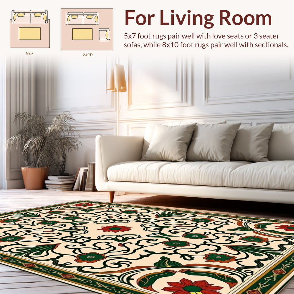 Art Nouveau Floral Swirl Pattern Rug