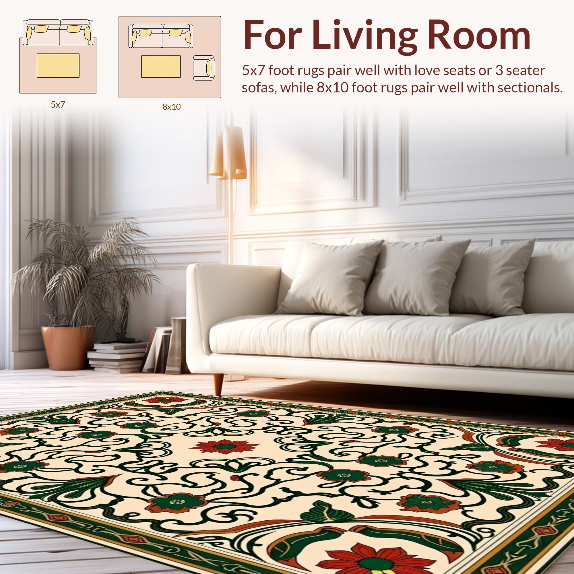 Art Nouveau Floral Swirl Pattern Rug