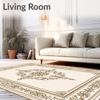 Elegant Floral Scrollwork Frame Rug