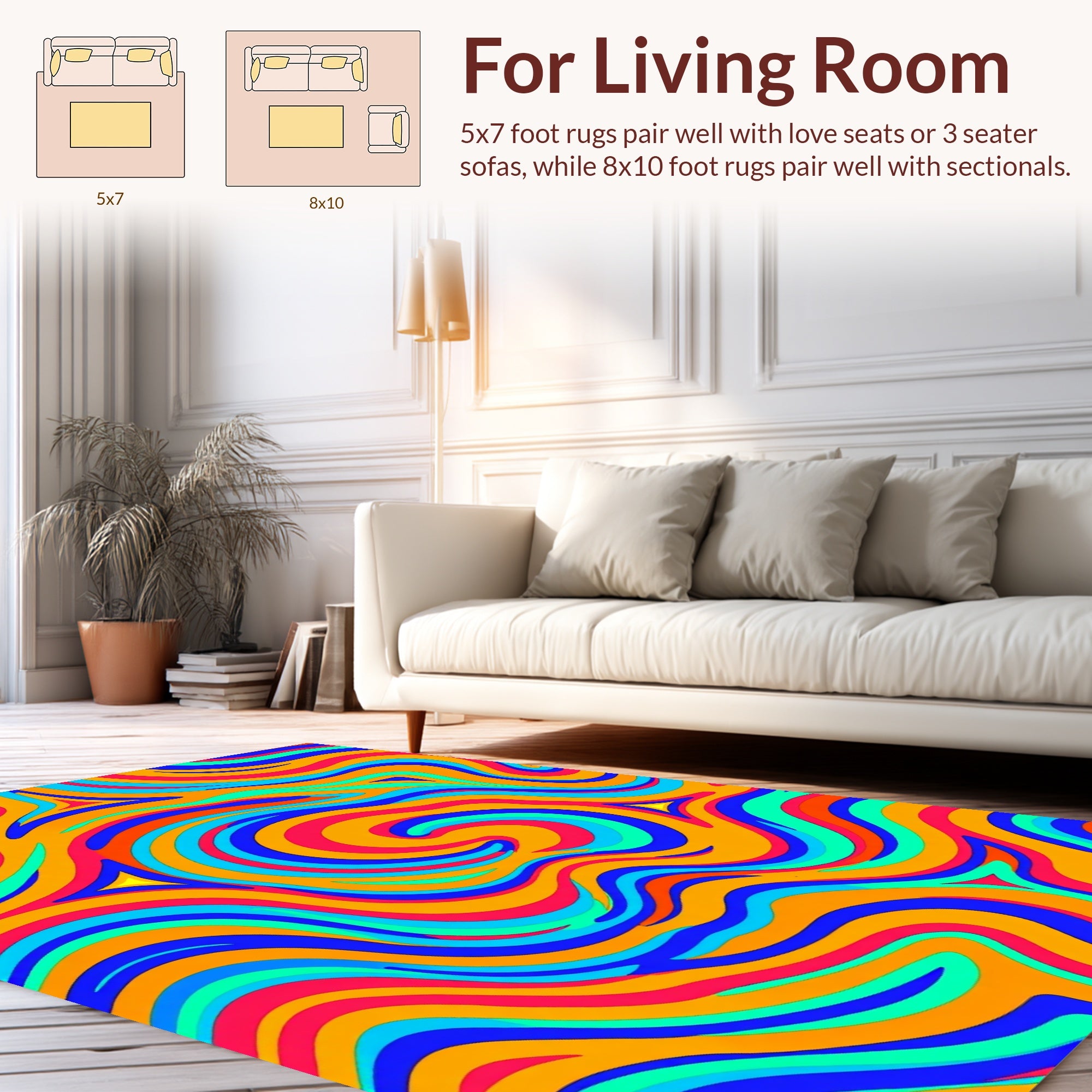 Vibrant Swirls Abstract Colorful Rug