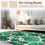 Tropical Green Leaf Pattern Design Rug