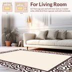 Elegant Scrollwork Dark Cream Border Rug