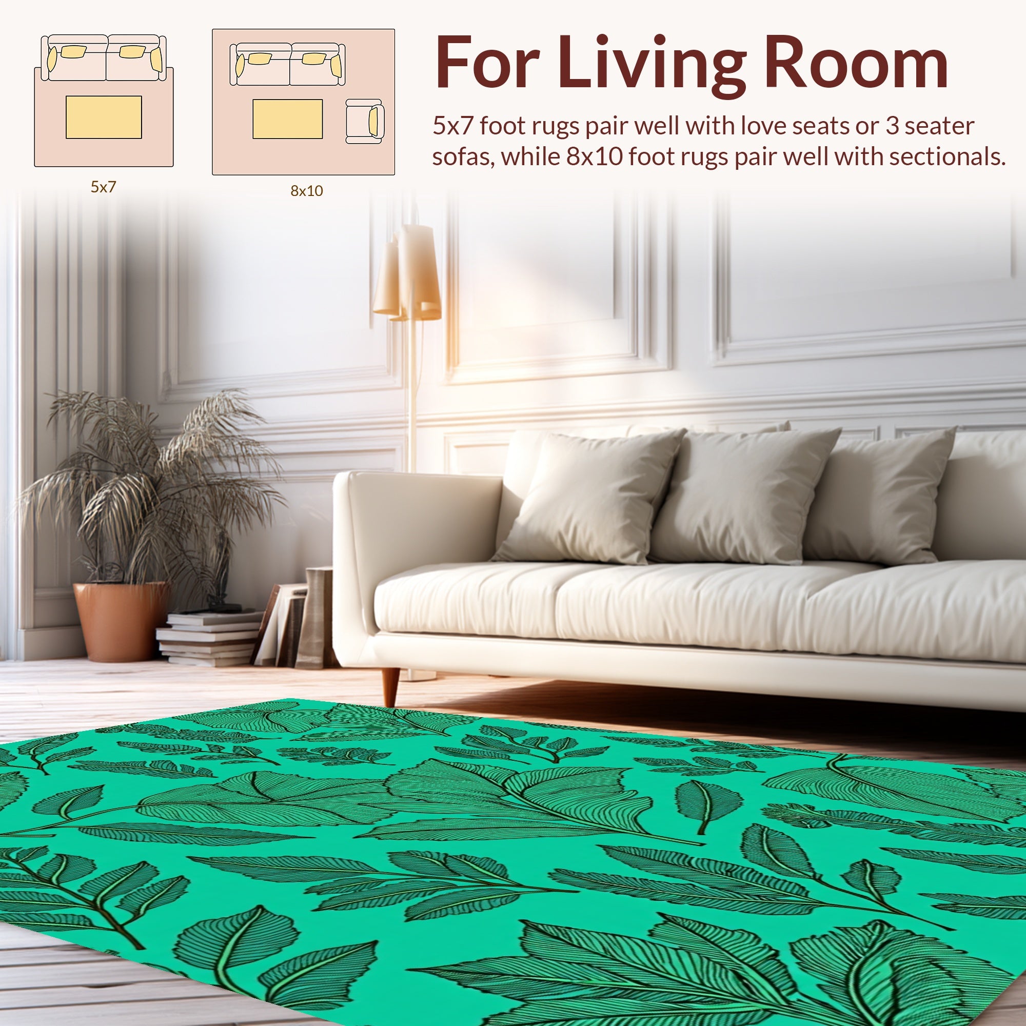 Emerald Foliage Abstract Pattern Rug