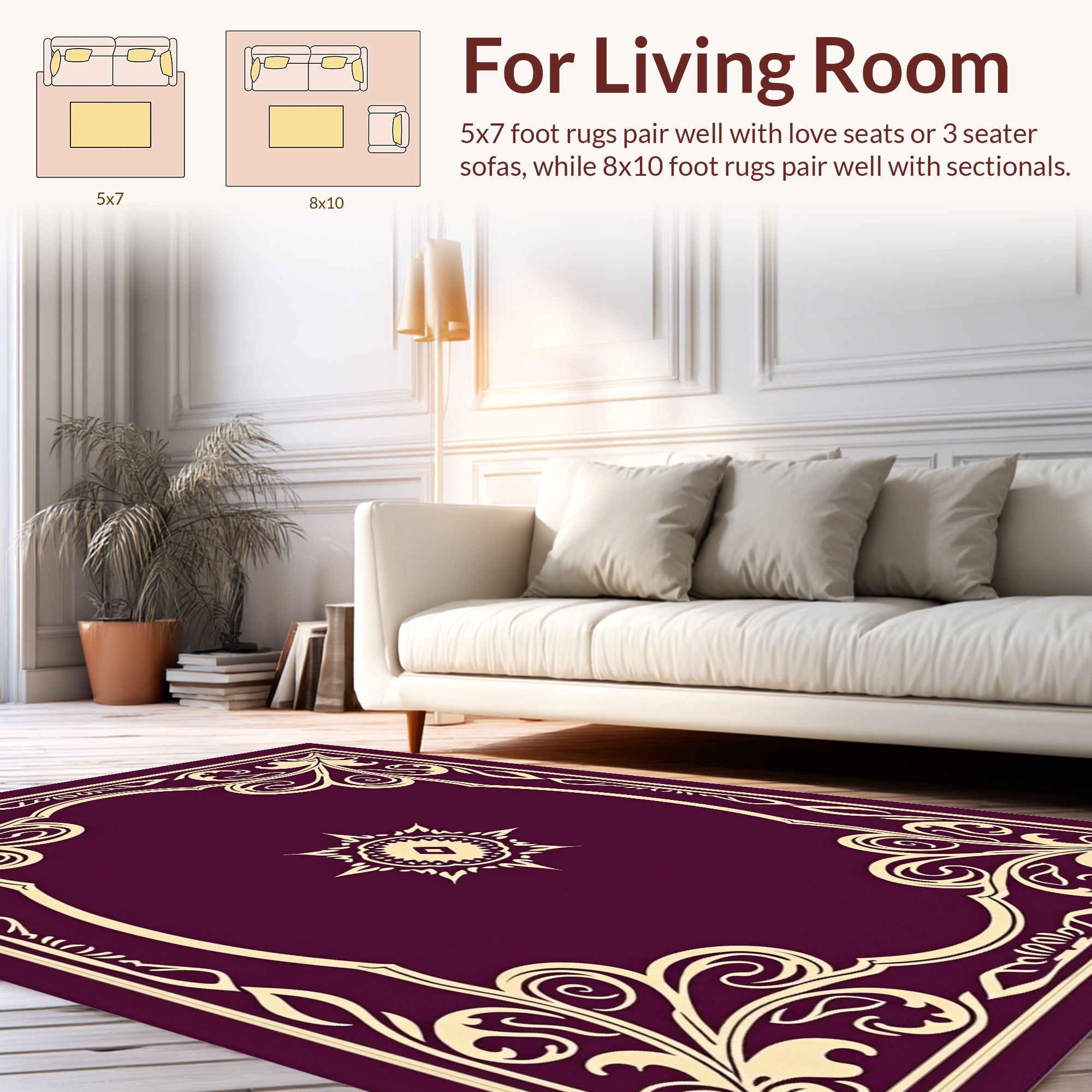 Elegant Floral Frame Circular Medallion Design Rug