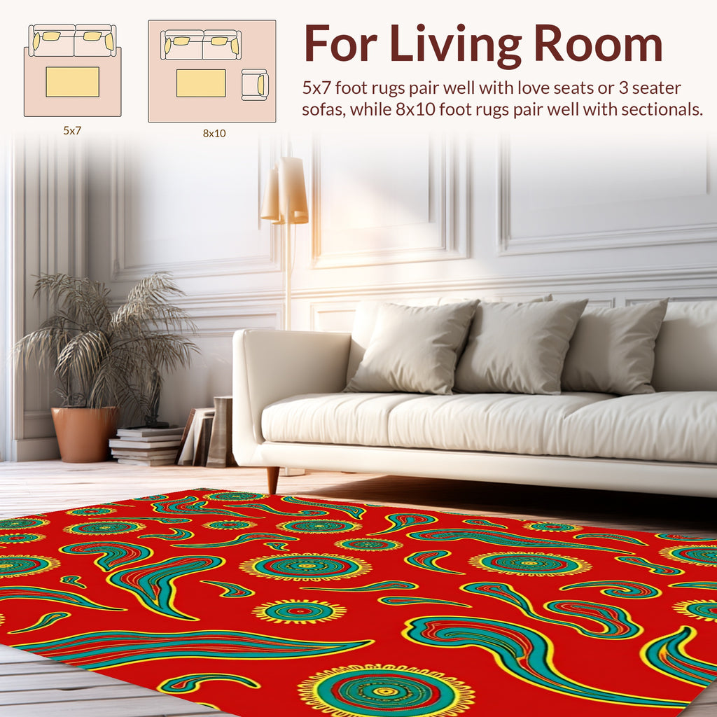 Abstract Swirl Sunburst Pattern Rug