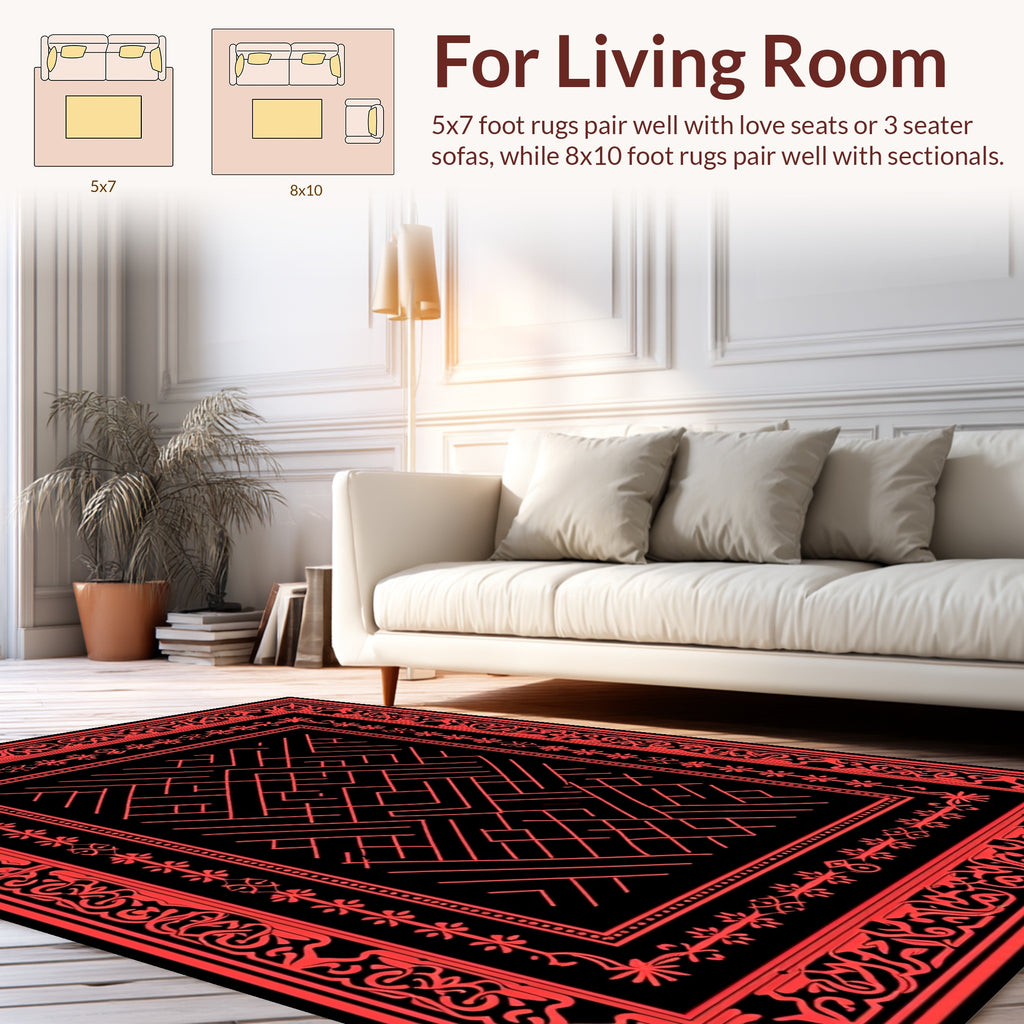 Abstract Geometric Labyrinth Design Rug