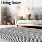 Bold Black White Stripe Pattern Rug