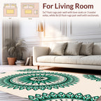 Emerald Green Starburst Mandala Pattern Rug