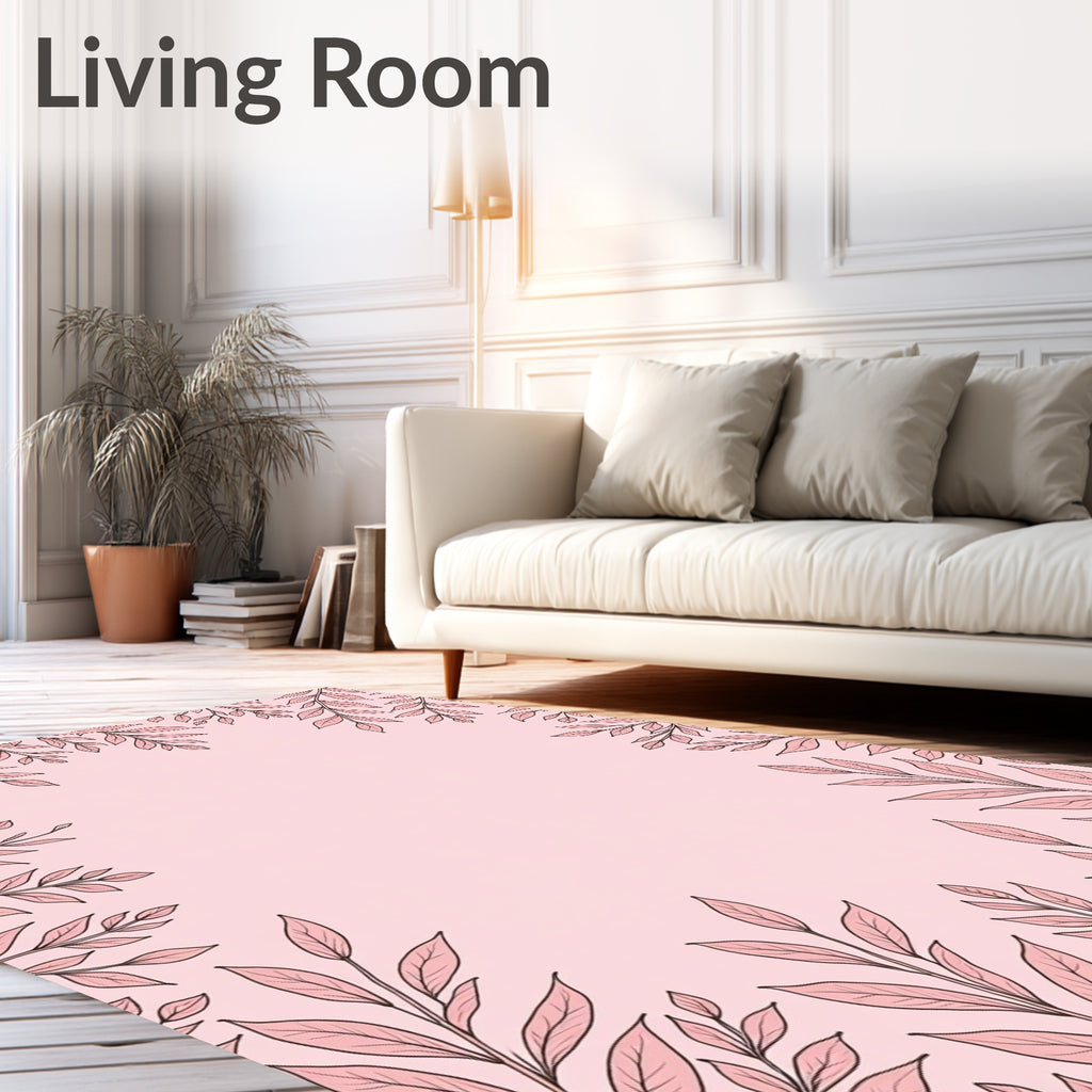 Pale Pink Botanical Leaf Arrangement Rug