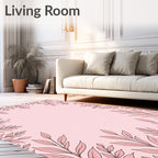 Pale Pink Botanical Leaf Arrangement Rug