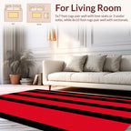 Bold Red Black Stripe Pattern Rug