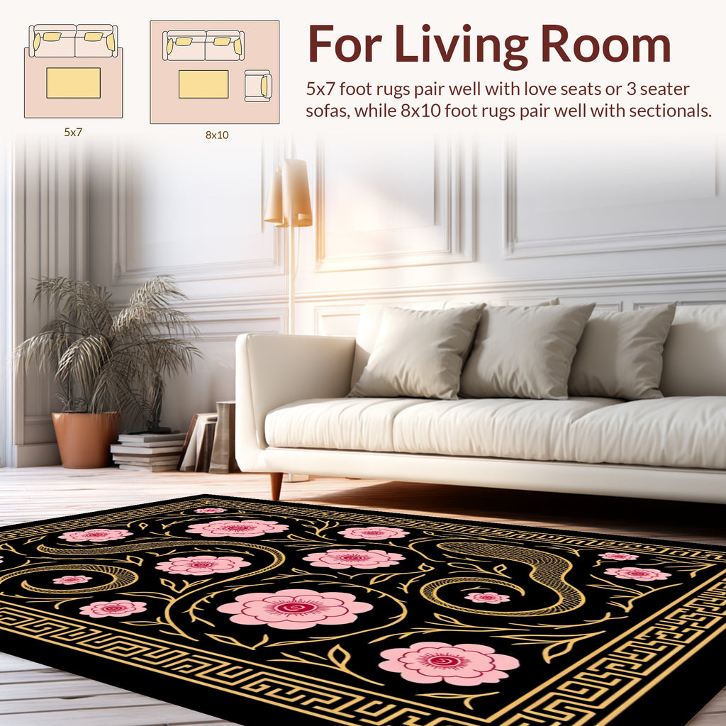 Gold Geometric Snake Blossom Rug